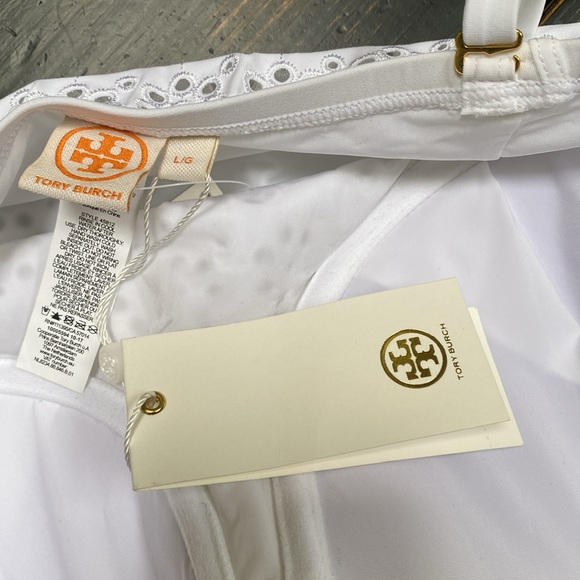 Tory Burch Broderie Anglaise Flounce One-Piece Bathing Suit - Size Large - Picture 13 of 14